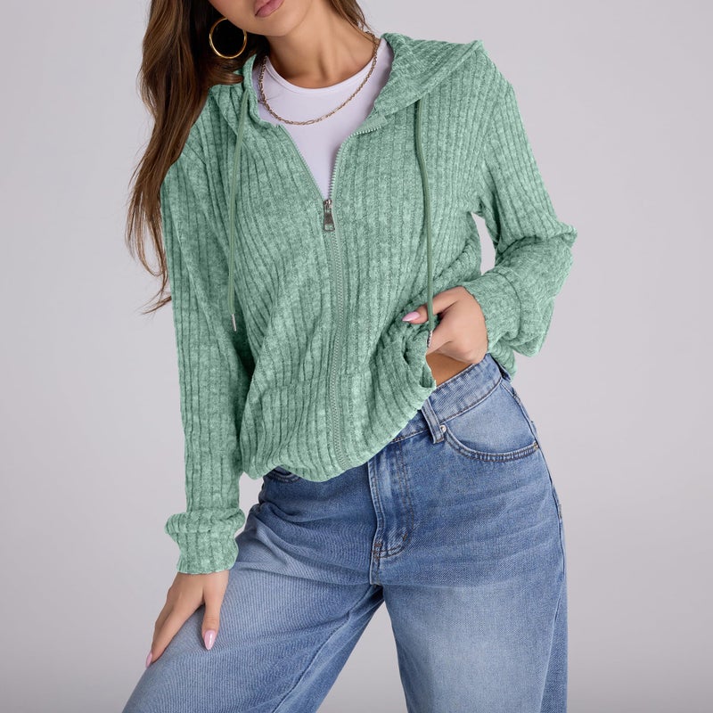 Witsmile Oversized Sweatshirts for Women Full-Zip Hoodie with Pockets Long Sleeve Lightweight Jacket - Image 4