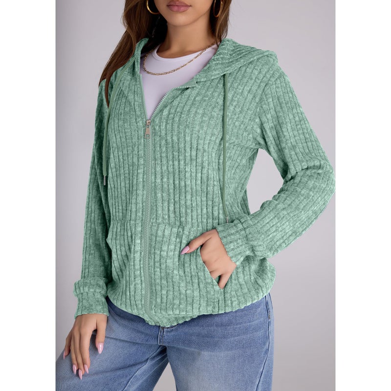 Witsmile Oversized Sweatshirts for Women Full-Zip Hoodie with Pockets Long Sleeve Lightweight Jacket - Image 5
