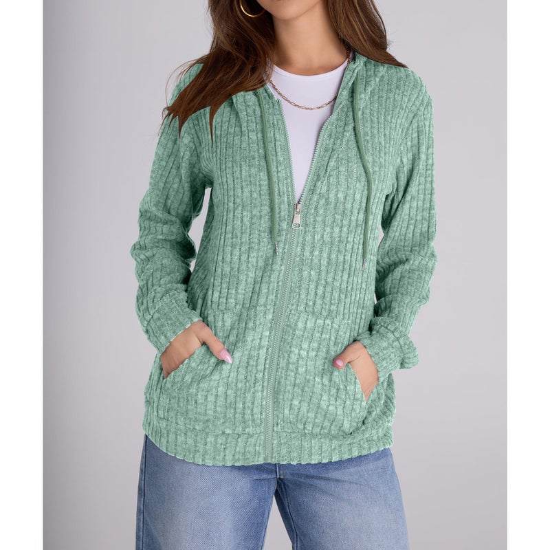Witsmile Oversized Sweatshirts for Women Full-Zip Hoodie with Pockets Long Sleeve Lightweight Jacket - Image 2