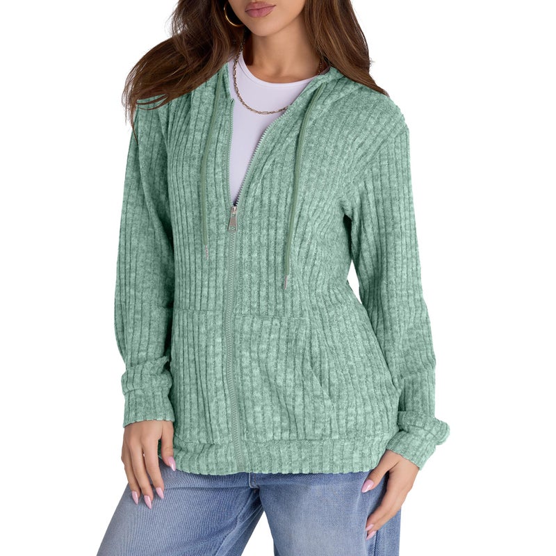 Witsmile Oversized Sweatshirts for Women Full-Zip Hoodie with Pockets Long Sleeve Lightweight Jacket - Image 1