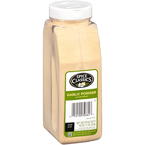 Spice Classics Garlic Powder, 16 oz - One 16 Ounce Container of Garlic Powder, Best to Flavor Vegetables, Grilled Meats, Salads, Dressings and More - Image 1