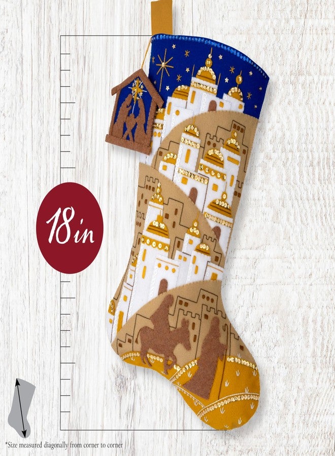 Bucilla, Sacred Night, Perfect for DIY Arts and Crafts Projects Felt Applique 18" Stocking Making Kit, 89785E - Image 2