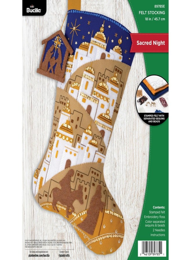 Bucilla, Sacred Night, Perfect for DIY Arts and Crafts Projects Felt Applique 18" Stocking Making Kit, 89785E - Image 1