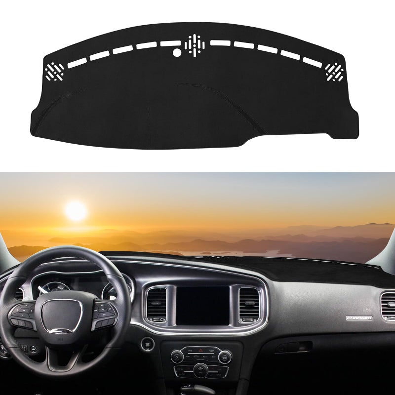 Rilsen Dash Cover Custom Fit for Dodge Charger 20112023 Dashboard Cover Nonslip Dash Mat Protector Sunshade No Glare Black