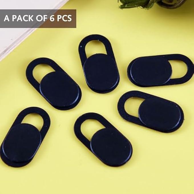 rayihni 6 PACK WEBCAM COVERS, ULTRA THIN CAMERA COVER, BLACK CAMERA BLOCKER SLIDER COVER FOR LAPTOP, TABLET AND SMARTPHONE CAMERAS - Image 3