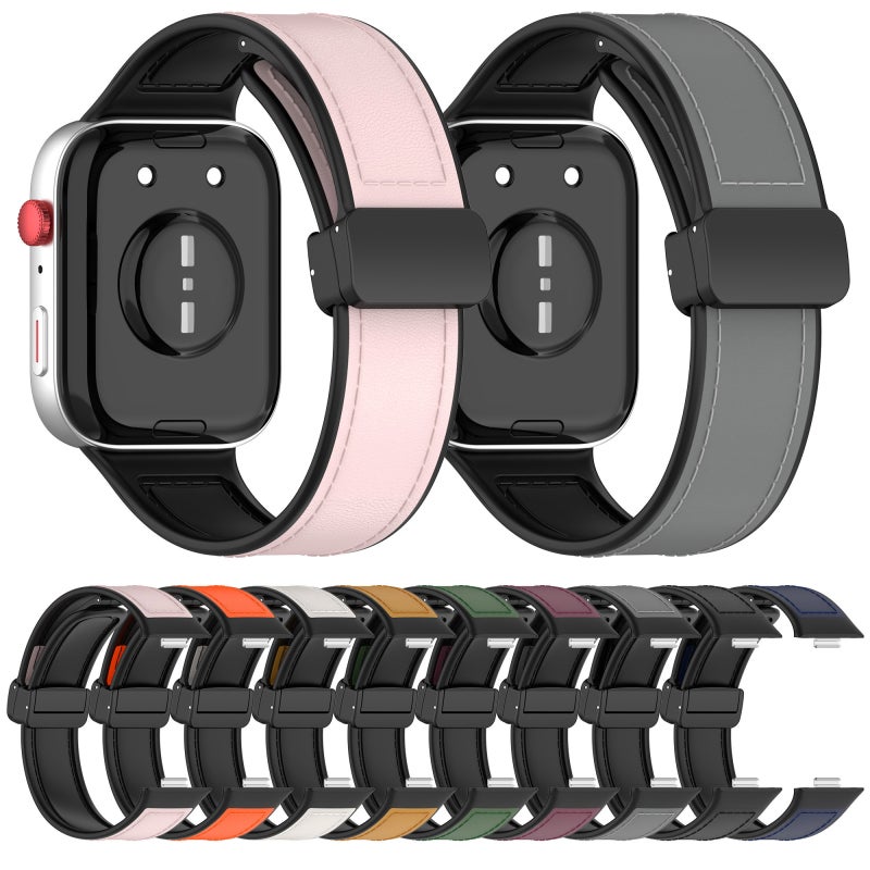 erorex For Huawei Watch Fit 3 Folding Buckle Silicone Fitted Leather Watch Band(Black) - Image 4