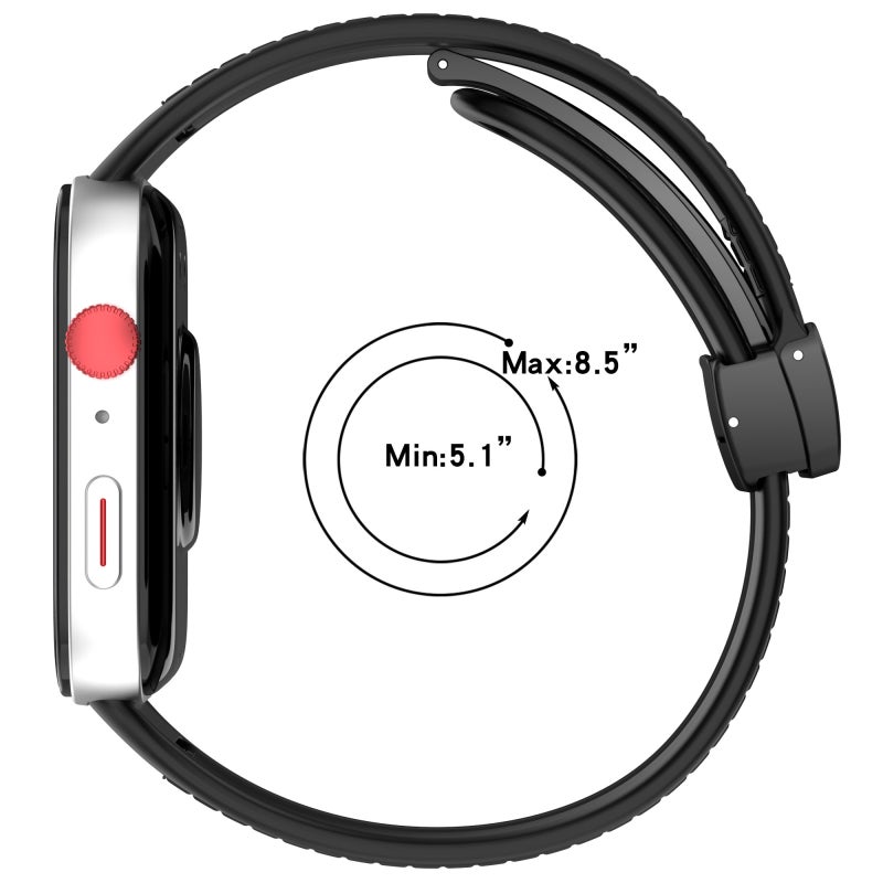 erorex For Huawei Watch Fit 3 Folding Buckle Silicone Fitted Leather Watch Band(Black) - Image 5