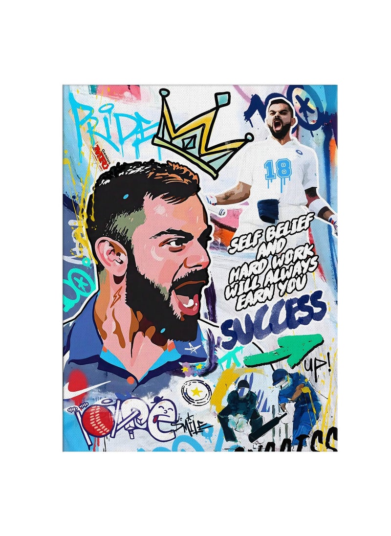 Paper Plane Design PAPER PLANE DESIGN Virat Kohli Large Size Canvas Motivational Framed Poster (18 INCH x 24 INCH) 