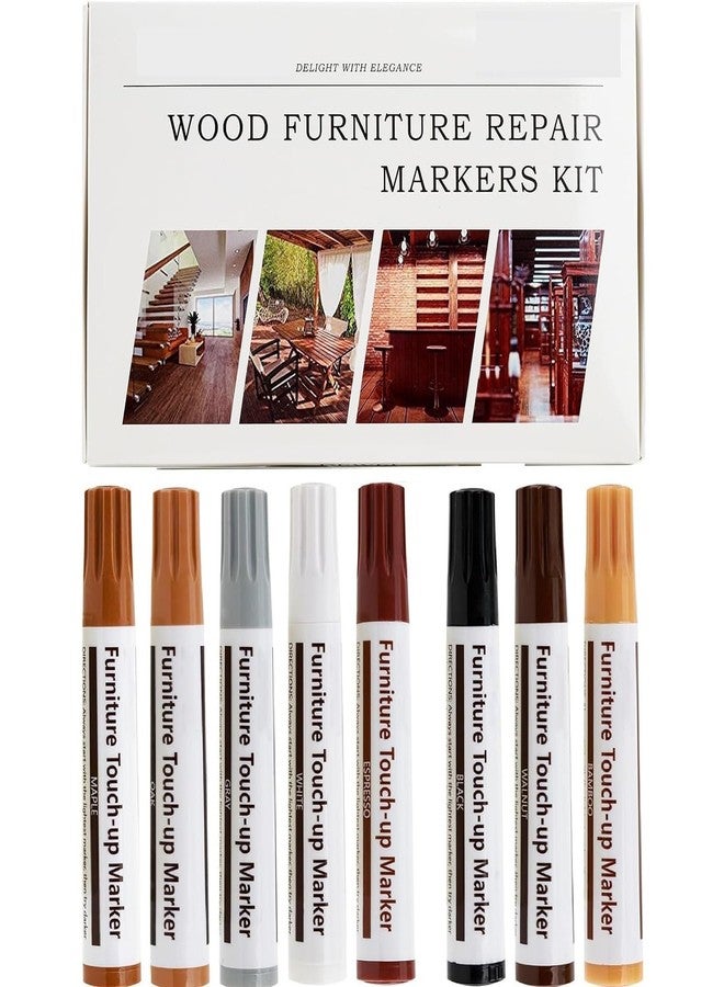 NPB Store Furniture Repair Kit Wood Markers, for Stains, Scratches, Wood Floors, Tables, Desks, Carpenters, Bedposts, Touch Ups, and Cover Ups (8) (Wax Sticks not Included) - Image 1