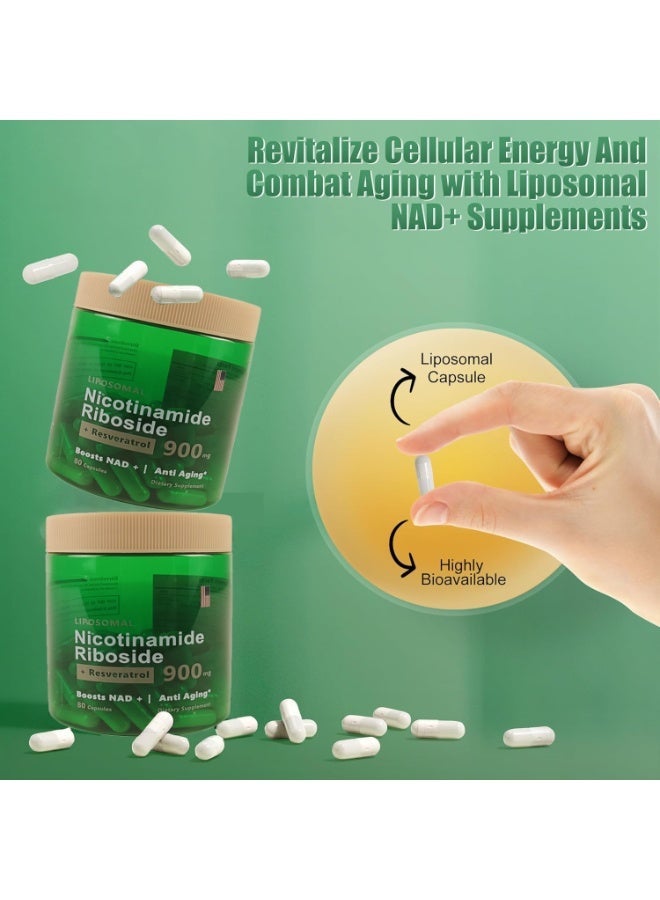 NAD 80 Capsules High Purity NAD+ Supplement with Nicotinamide Riboside & Resveratrol for Energy, Vitality, Anti-Aging, Focus & DNA Repair. - Image 2