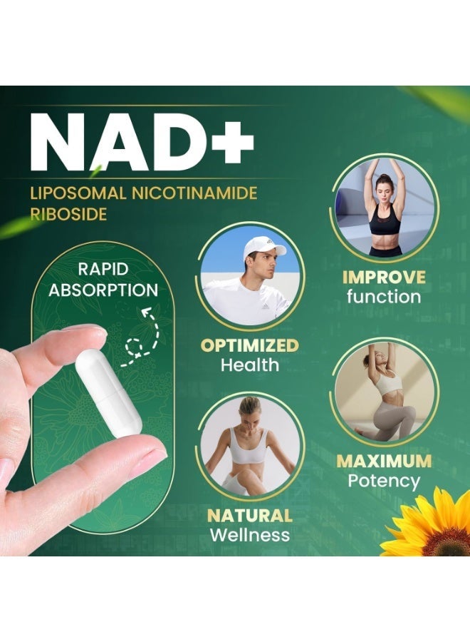NAD 80 Capsules High Purity NAD+ Supplement with Nicotinamide Riboside & Resveratrol for Energy, Vitality, Anti-Aging, Focus & DNA Repair. - Image 5