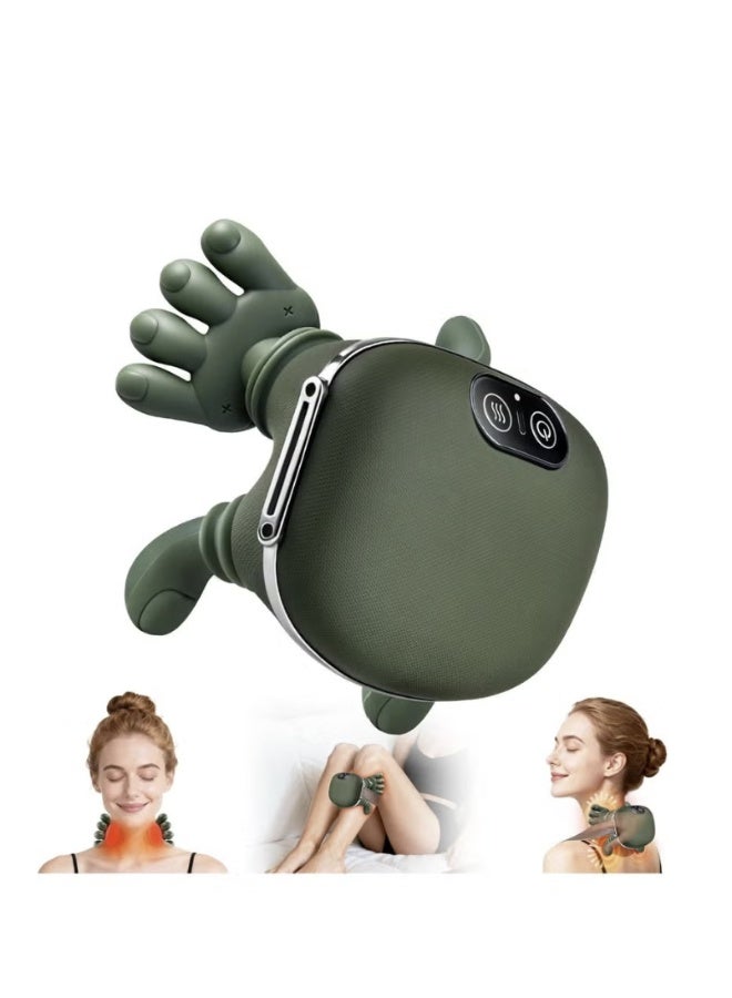 Fureul Cordless 4D Bionic Shiatsu Neck and Back Massager with Heat, Rechargeable Deep Tissue Kneading Electric Massager, Simulated Human Hand for Muscle Pain Relief & Relaxation (Green) - Image 1