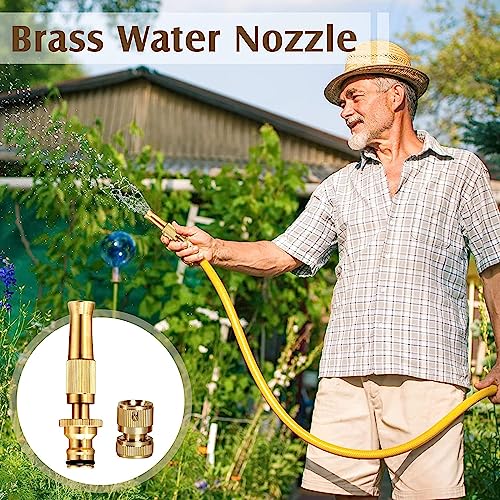KITSSENTIAL Brass Water Spray Nozzle Water Spray Gun, Car Wash Nozzle, High Pressure Nozzle Spray Water Gun, Water Jet Hose Nozzles Pipe Pure Brass Water Spray Gun Nozzle Heavy Duty Suitable for 1/2" Hose Pipe Jet Adjustable Pressure Washer for Car Bike Gardening Pets Home Window & Plants Washing(Brass Nozzle) - Image 2