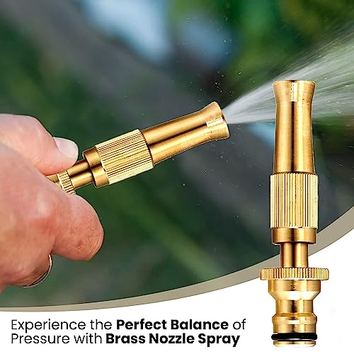 KITSSENTIAL Brass Water Spray Nozzle Water Spray Gun, Car Wash Nozzle, High Pressure Nozzle Spray Water Gun, Water Jet Hose Nozzles Pipe Pure Brass Water Spray Gun Nozzle Heavy Duty Suitable for 1/2" Hose Pipe Jet Adjustable Pressure Washer for Car Bike Gardening Pets Home Window & Plants Washing(Brass Nozzle) - Image 3