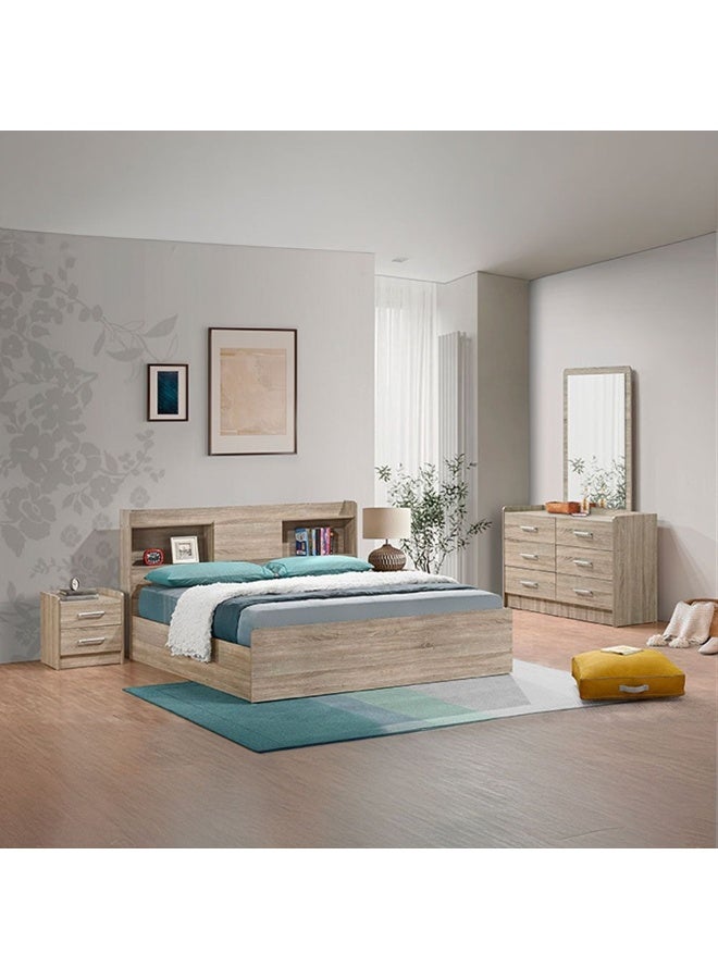DANUBE HOME Supreme 160X200 Queen Bed Foil Lamited Strong And Sturdy Modern Design Wooden Single Bed Frame Furniture Quiet And Comfortable Beds - French Sonoma Oak - Image 4