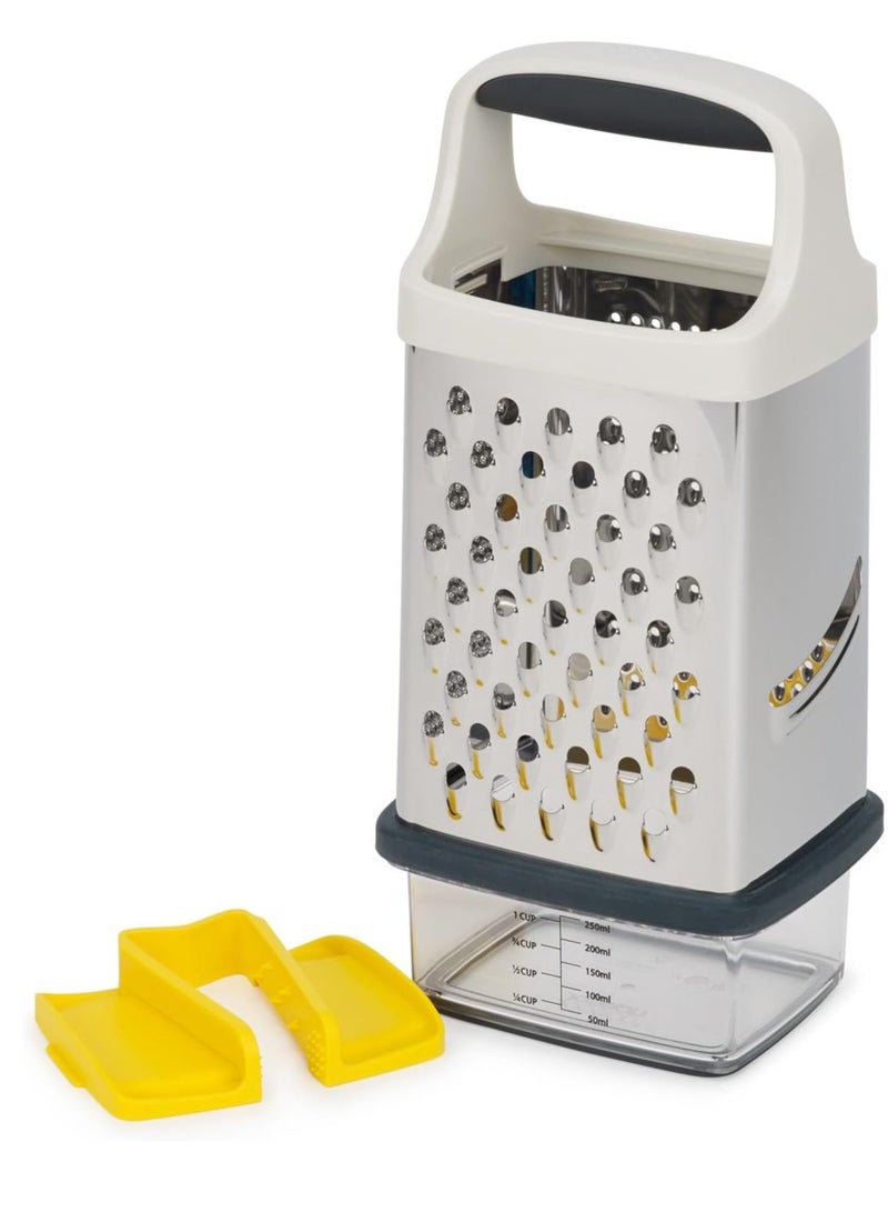 Joseph Joseph مبشرة جوزيف جوزيف متعددة الاستخدامات مع قبضة طعام دقيقة، شفرات من الفولاذ المقاوم للصدأ للتبشير والتقطيع، قاعدة غير قابلة للانزلاق، آمنة للغسل في غسالة الصحون - Image 1