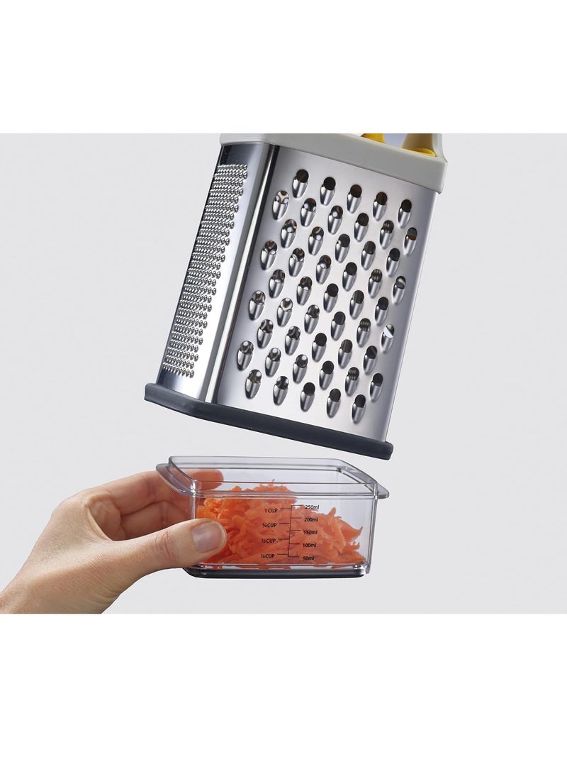 Joseph Joseph مبشرة جوزيف جوزيف متعددة الاستخدامات مع قبضة طعام دقيقة، شفرات من الفولاذ المقاوم للصدأ للتبشير والتقطيع، قاعدة غير قابلة للانزلاق، آمنة للغسل في غسالة الصحون - Image 2