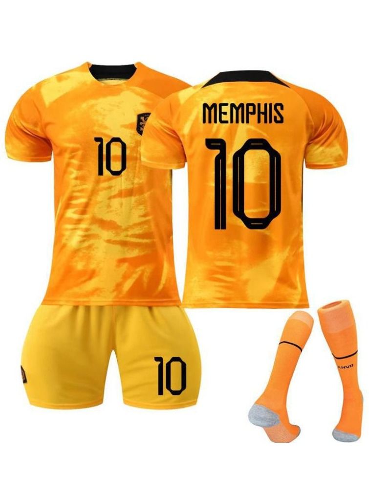 KUYING 3-Piece Qatar Soccer Jersey Brazil's Main Size 4 Nemal Children's Adult Away Soccer Jersey  - Image 1