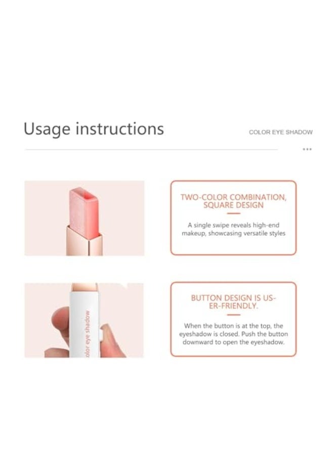 2 in 1 Double Color Eyeshadow Stick, Gradient Shimmer Eye Shadow Stick, Long Lasting Waterproof Easy to Color Eye Makeup for Beginners 6PCS - Image 4