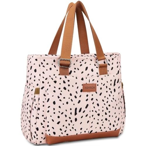 HSHRICH Large Women Lunch Bags for WorkInsulated Adult Lunch Box for WomenLeakproof Cooler Lunch Tote Bag with Storage Pocket Reusable Lunch Cooler Purse for Work Picnic Hiking 14L Pink Leopard - Image 1
