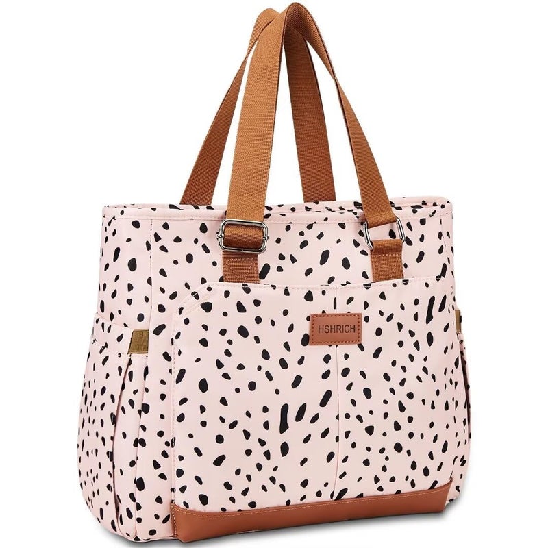 HSHRICH Large Women Lunch Bags for WorkInsulated Adult Lunch Box for WomenLeakproof Cooler Lunch Tote Bag with Storage Pocket Reusable Lunch Cooler Purse for Work Picnic Hiking 14L Pink Leopard - Image 2