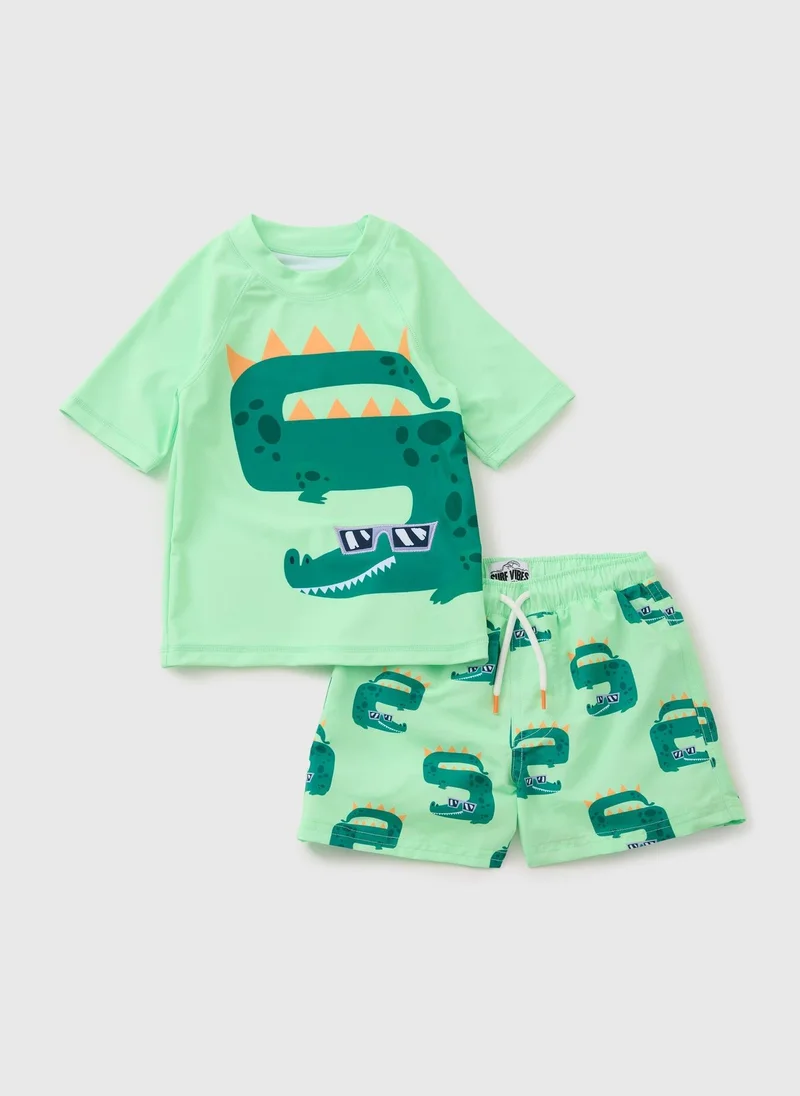 ماتلان Boys Green Crocodile Swim Set