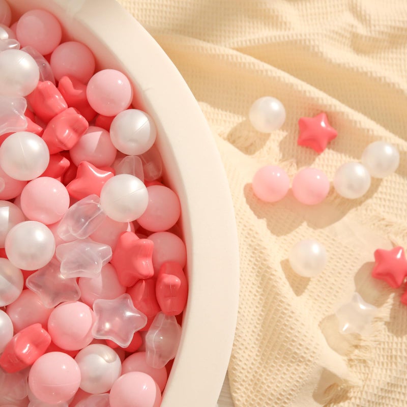 Trendplay Star Ball Pit Balls 100 للأطفال الصغار - كرة الكرة الخضراء أشكال الكرات البلاستيكية للأولاد Boys Ball Pit Fun Birthday Party Christmas Cream Colors Pink+Pearl White - Image 4