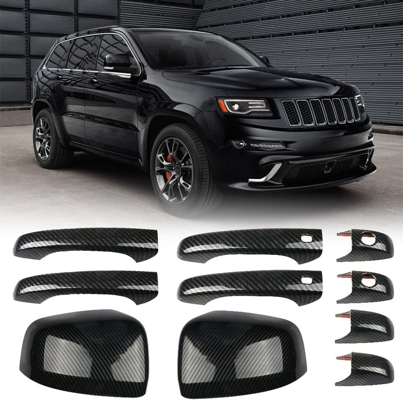 sportuli Carbon Fiber Mirror Covers Door Handle Covers Replacement for 20112021 Jeep Grand Cherokee and Dodge Durango