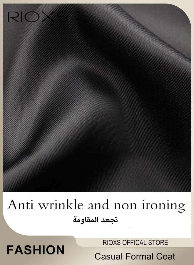 RIOXS Men's Formal Blazer, Slim Fit One Button Classic Blazer Jackets,  Lightweight Suit Jacket with Full Polyester Lining, Made of Smooth Soft Non-deformable Materials, Perfect for Everyday, Business, Office, Dating, Parties and Wedding, Black - Image 5