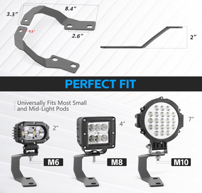 YZONA Ditch Light Brackets Hood Hinges Mount Bracket Compatible with 2010-2023 Toyota 4Runner for Auxiliary Offroad LED Pod Lighting Work (2PCS, Black) - Image 5