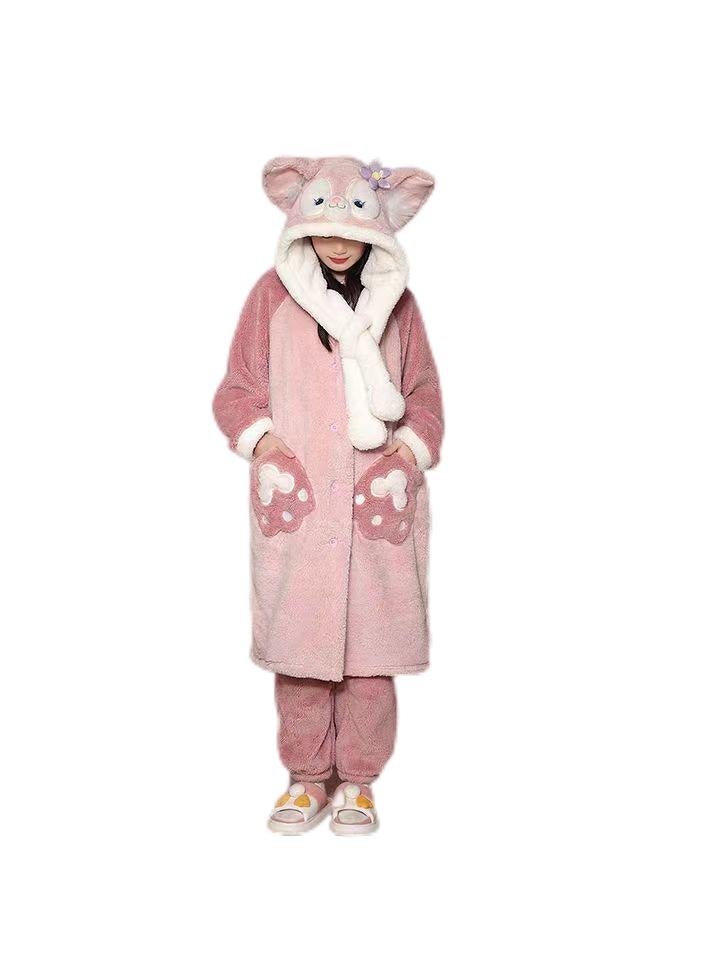 KUYING Autumn and winter plush insulation coral velvet cartoon pajamas, home wear pajamas  - Image 1