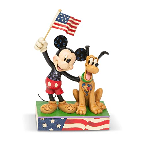 Enesco Enesco Disney Traditions by Jim Shore Mickey Mouse and Pluto Patriotic Figurine 7 Inch Multicolor