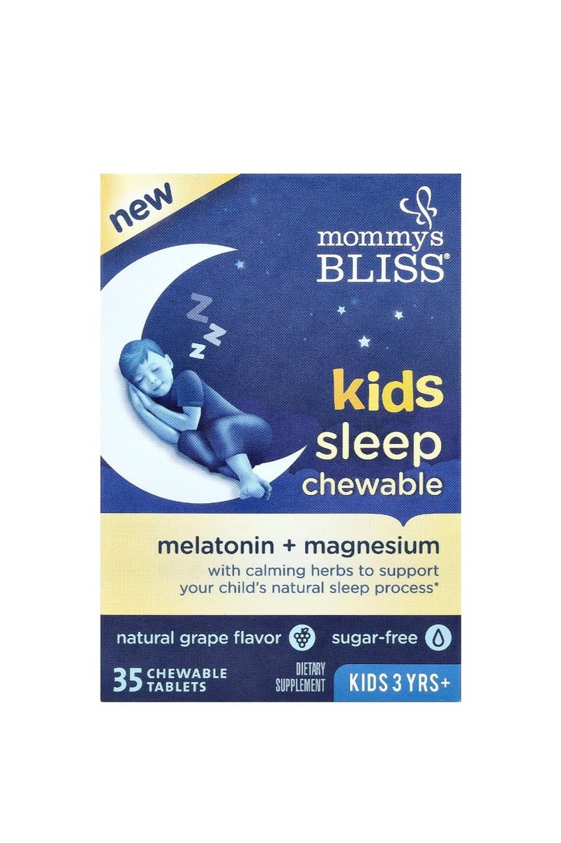 Mommy's Bliss Children's Chewable Tablets Melatonin + Magnesium 3 Years and Up Natural Grape 35 Chewable Tablets - Image 1