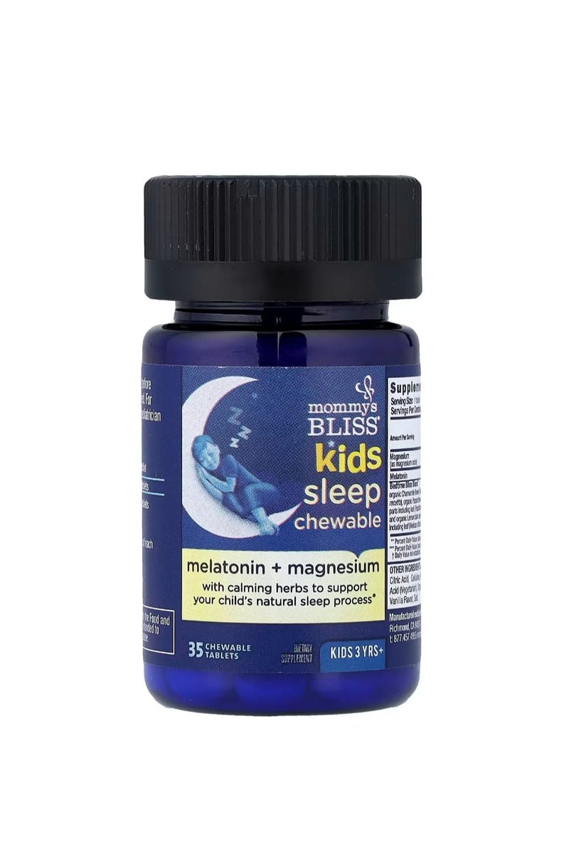 Mommy's Bliss Children's Chewable Tablets Melatonin + Magnesium 3 Years and Up Natural Grape 35 Chewable Tablets - Image 2