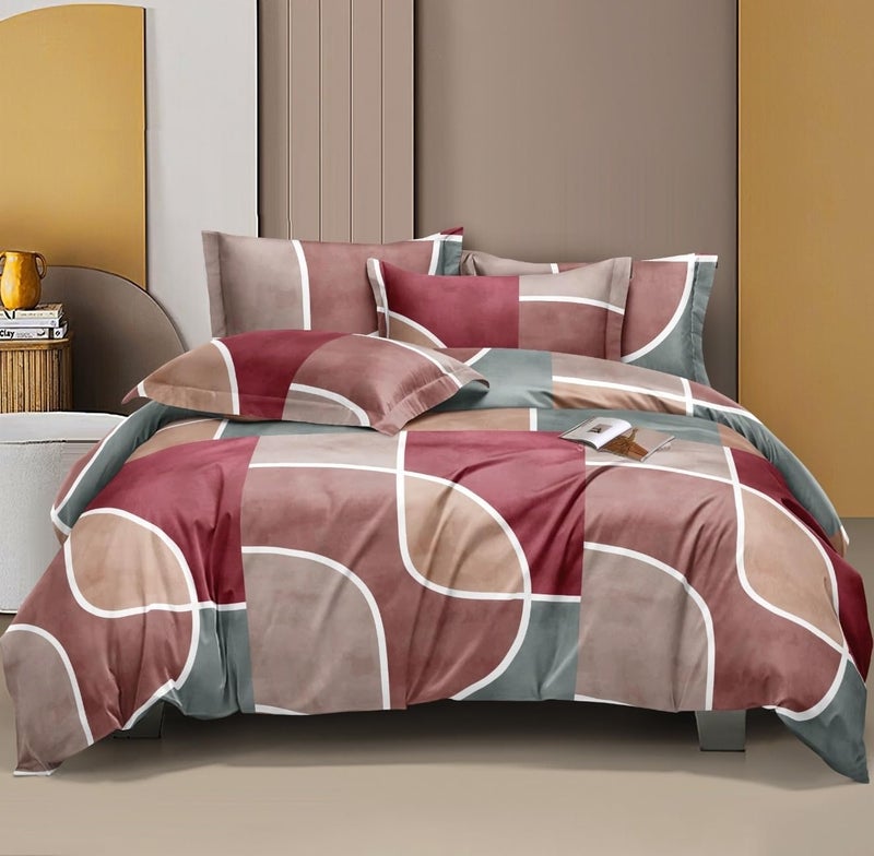 AMEYAA AMEYAA 350 TC Cotton Feel Glace Cotton All Around Elastic Fitted Bedsheets King Size Premium Super Soft Fitted Bedsheet King Size for Double Bed Fits Up to 8 to 10 Inches 78 x 72 Red Traingle 