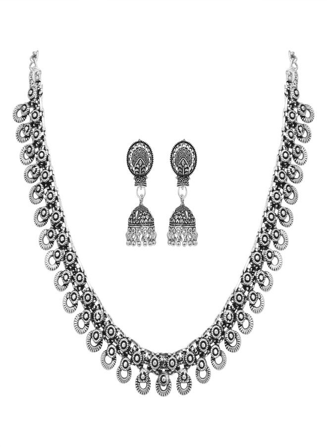 Sasitrends Oxidized German Silver Necklace with Earring for Women and Girls - Image 1