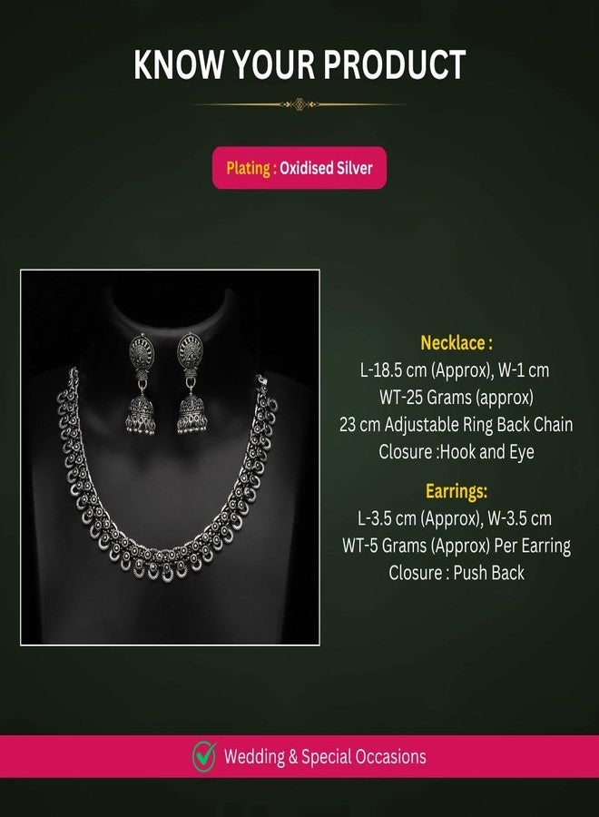 Sasitrends Oxidized German Silver Necklace with Earring for Women and Girls - Image 2