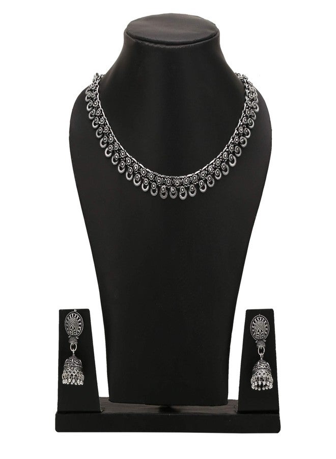 Sasitrends Oxidized German Silver Necklace with Earring for Women and Girls - Image 4