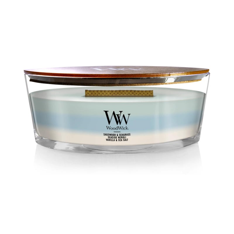 WoodWick Oceanic Trilogy Gifts for Women and Men, 16 oz Ellipse Trilogy Candle with Crackling Wick - Image 1