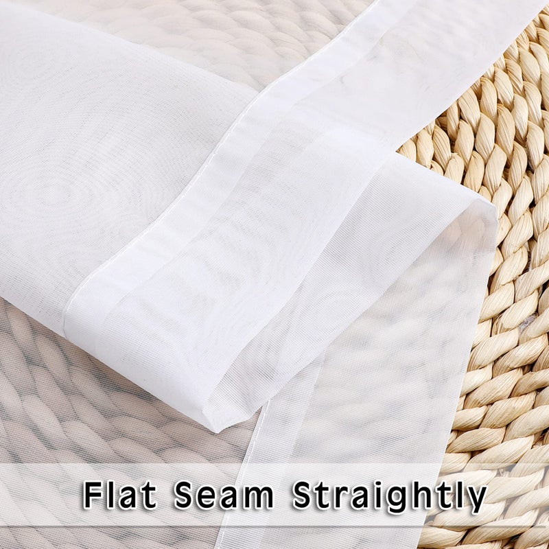 OVZME White Sheer Window Valance Curtains  Light Filtering Kitchen Valances Windows Treatment  Small Voile Sheer Curtains for Living Room/Bathroom/Basement  Top Dual Rod Pocket  2PCS - Image 4