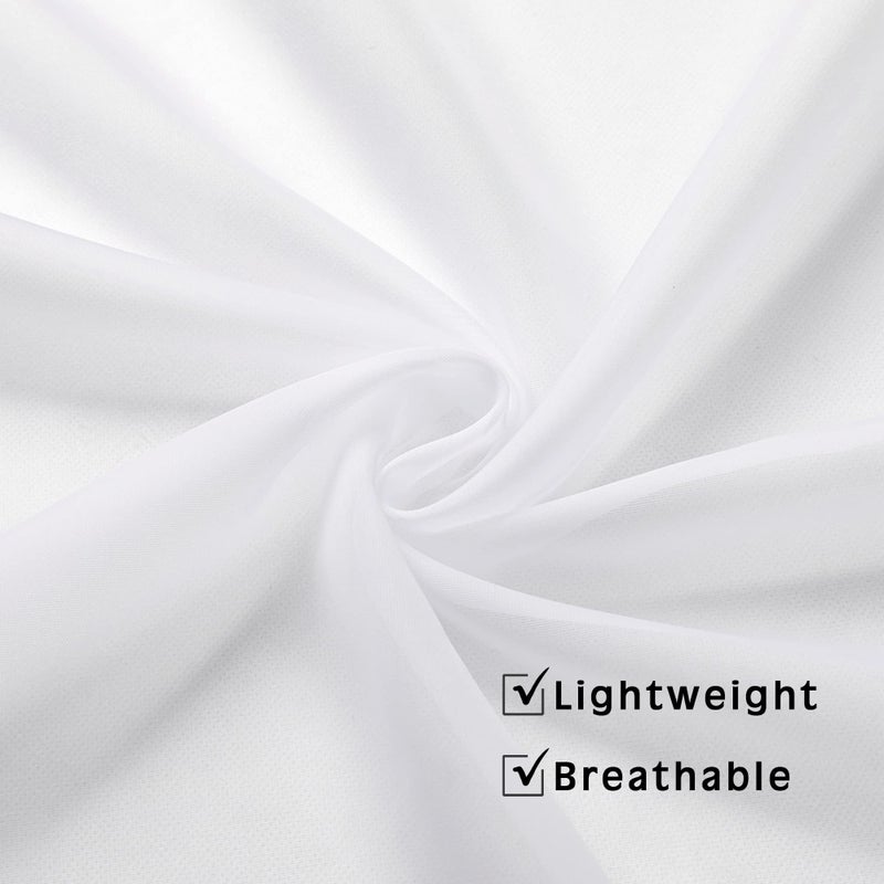 OVZME White Sheer Window Valance Curtains  Light Filtering Kitchen Valances Windows Treatment  Small Voile Sheer Curtains for Living Room/Bathroom/Basement  Top Dual Rod Pocket  2PCS - Image 3