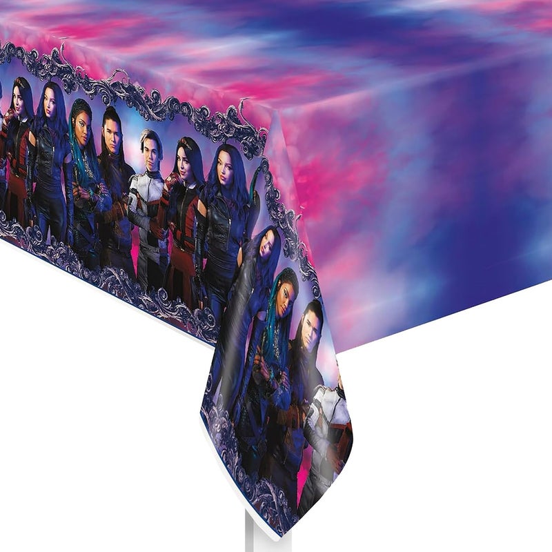 Unique Disney Descendants 3 Rectangular Plastic Table Cover  54 x 84 1 Pc  Multicolor  EasytoClean Tablecover Perfect for Themed Celebrations - Image 1