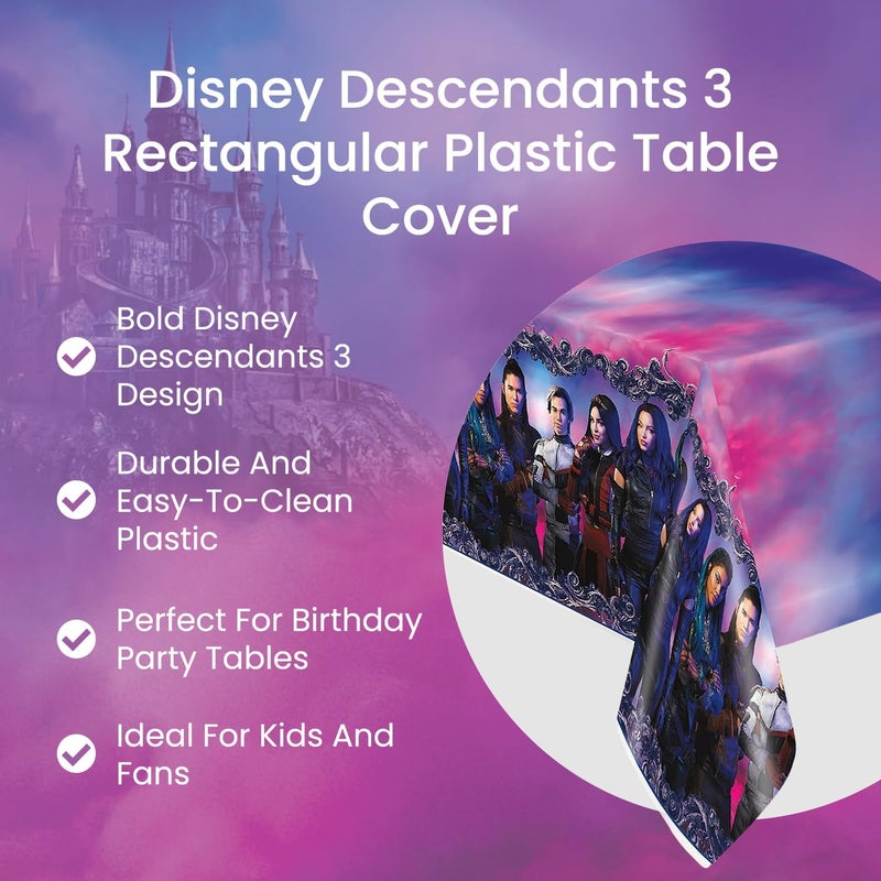 Unique Disney Descendants 3 Rectangular Plastic Table Cover  54 x 84 1 Pc  Multicolor  EasytoClean Tablecover Perfect for Themed Celebrations - Image 5
