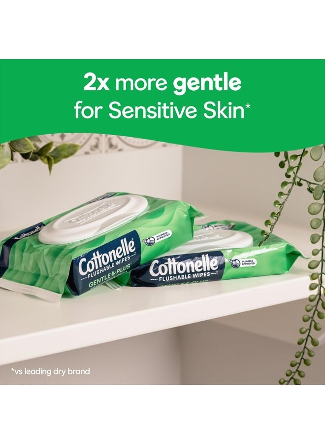 Cottonelle مناديل مبللة قابلة للشطف من جنتل بلس مع الألوة وفيتامين E، 6 عبوات قابلة للفتح، 42 منديل لكل عبوة (252 منديل إجمالي)، قد يختلف التغليف - Image 3