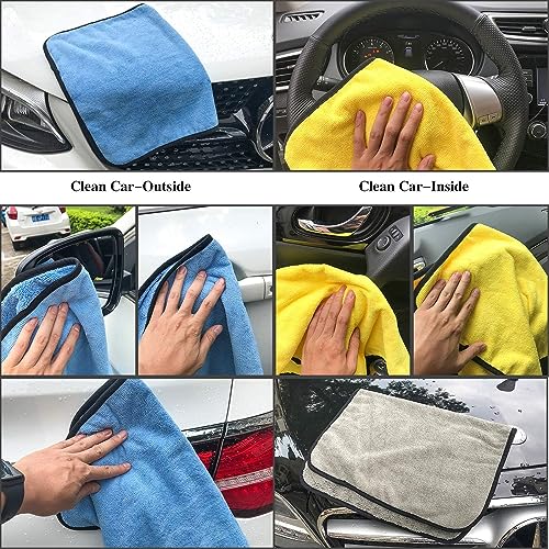 Leawall Microfiber Cloth Double Sided Microfiber Cloth Super Soft Plush Car Cleaning Cloth Sueded Edges for Scratch Free Car & Bike Cleaning Highly Absorbent Dust Towels(40 * 30, 3 Pcs) - Image 5