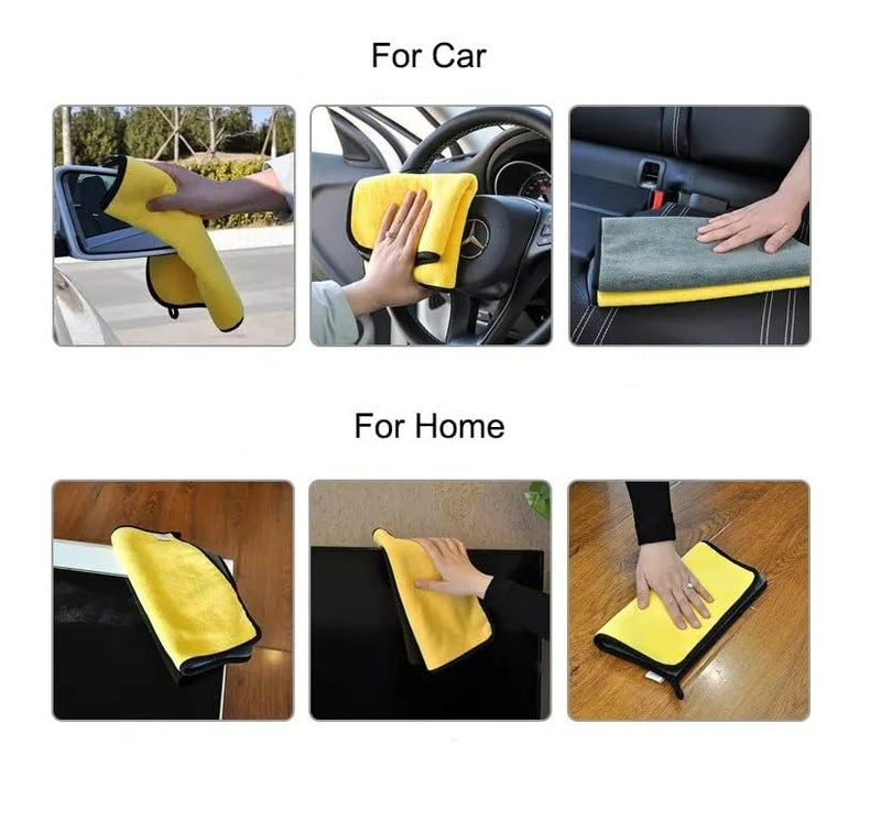 Leawall Microfiber Cloth Double Sided Microfiber Cloth Super Soft Plush Car Cleaning Cloth Sueded Edges for Scratch Free Car & Bike Cleaning Highly Absorbent Dust Towels(40 * 30, 3 Pcs) - Image 2