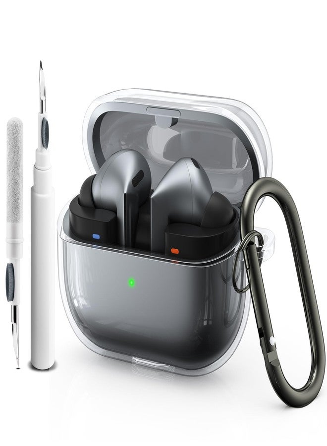 Meliya for Samsung Galaxy Buds 3 Pro & Galaxy Buds 3 Case Cover, Soft Silicone Protective Case Accessories with Carabiner & Cleaner kit for Men Women (Clear) - Image 1