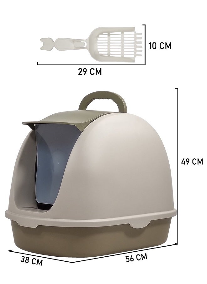 MAJIBAO - Cat toilet, Portable cat litter box with plastic scoop, Fully enclosed, Easy clean, Suitable for indoor & outdoor, odor control, Front flip cover entrance (Gray) 38 cm L - Image 1