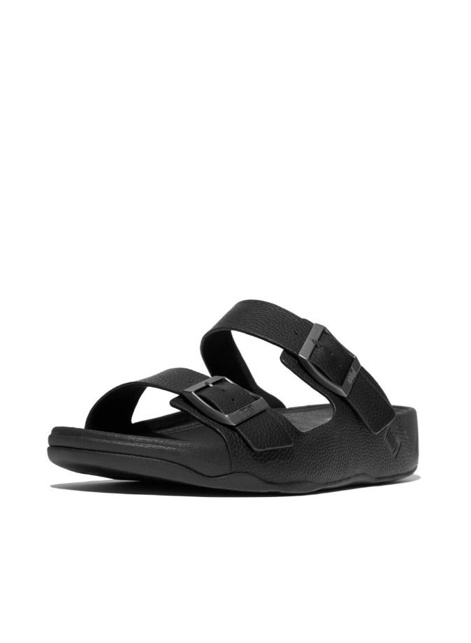 FitFlop 049-827 Fitflop Men Sandals Gogh Moc Mens Buckle Tumbled-Leather Slides - All Black JA2-090 Black  - Image 1