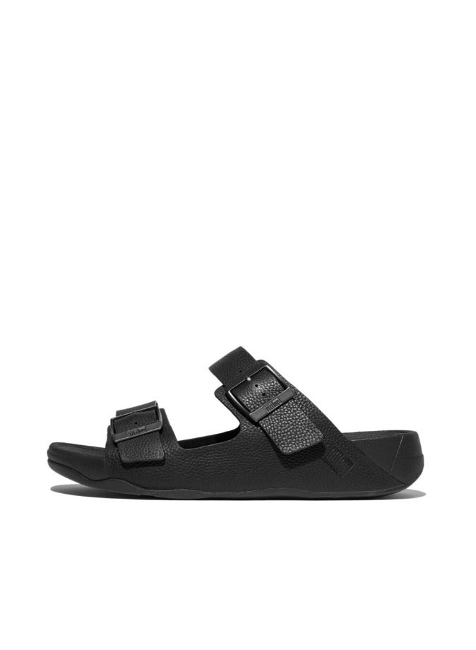 FitFlop 049-827 Fitflop Men Sandals Gogh Moc Mens Buckle Tumbled-Leather Slides - All Black JA2-090 Black  - Image 2